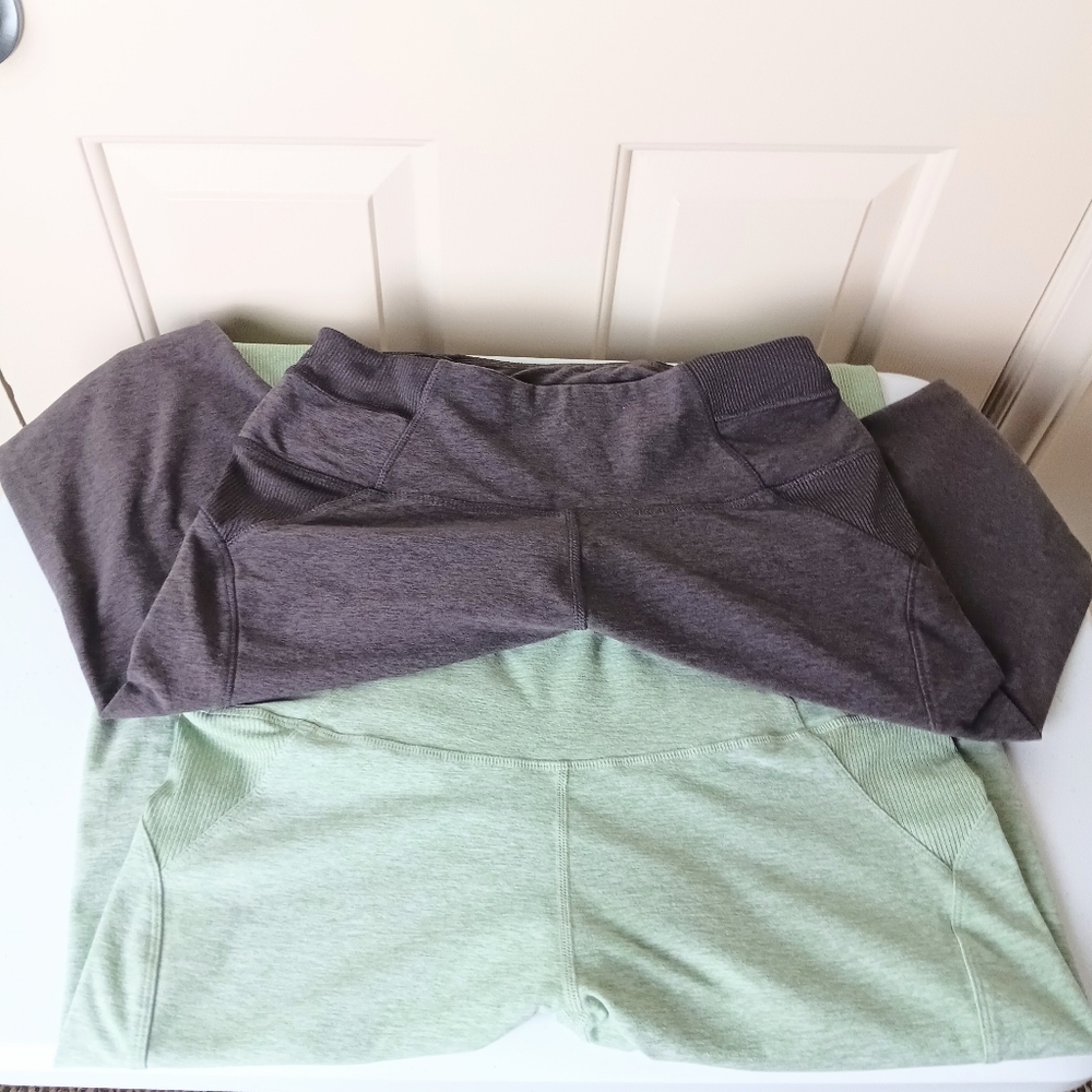 Pair of 2 Apana Brown & Green Active Wear Women Leggings Size Medium